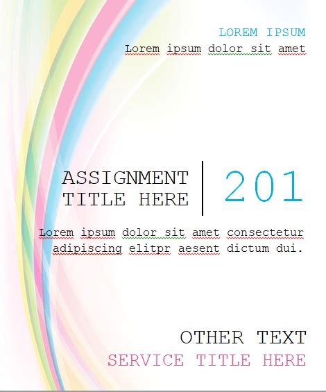 printable assignment cover page template word excel tmp