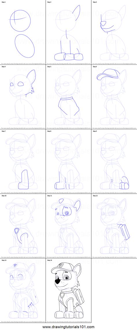 How To Draw Rocky From Paw Patrol Printable Step By Step