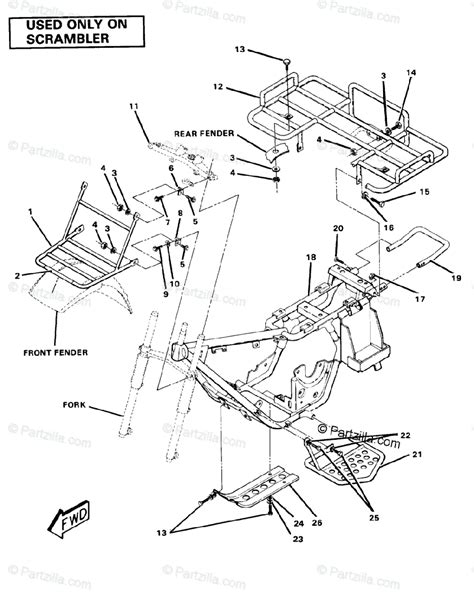 polaris atv  oem parts diagram  frame assembly  racksscrambler partzillacom