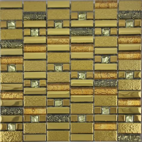 Glass Mosaic Tile Crystal Gold Brick Bathroom Wall Stickers Kitchen