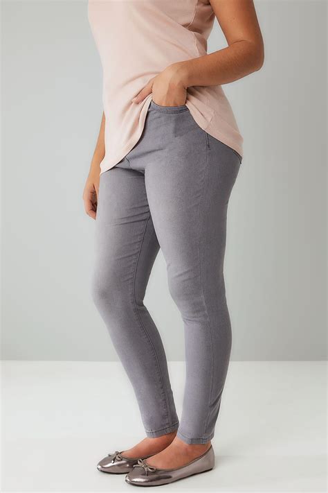 Mid Grey Skinny Ava Jeans Plus Size 16 To 32