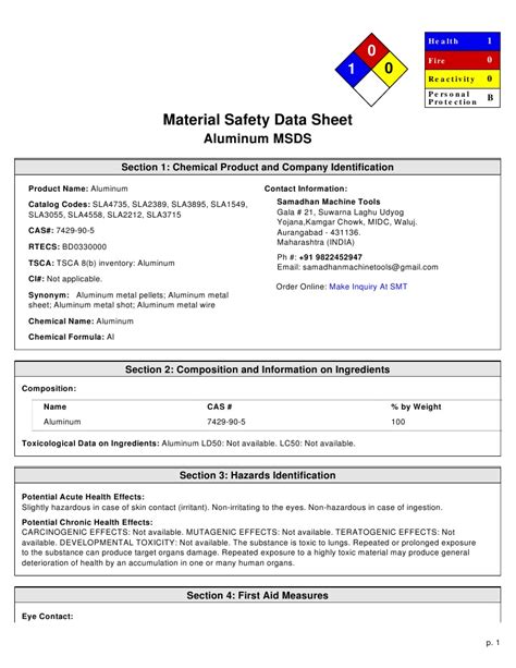 msds aluminum by smt pdf dangerous goods aluminium