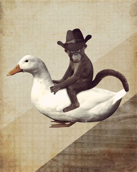 monkey riding  duck etsy
