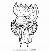 Dripping Blood Flaming Element Wings Angel Cartoon Shutterstock Vector Stock Template Coloring Pages sketch template