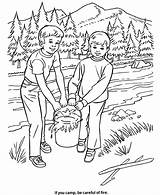 Coloring Pages Forest Fire Arbor Safety Camping Honkingdonkey Kids Holiday Nature Trees Careful Put Popular Camp Care Tree sketch template
