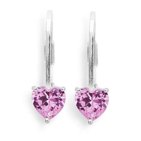 disney girls heart pink cubic zirconia sterling silver leverback earrings jewelry earrings