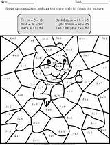 Groundhog Number Color Multiplication Division Math Subject Worksheets sketch template