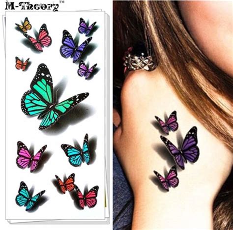 3d temporary butterfly tattoo sticker body art removable waterproof