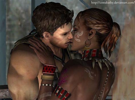 Chris And Sheva Kissing By Costakathy Resident Evil Leon