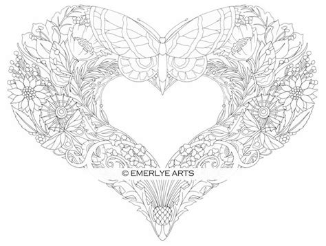 butterfly heart  adult coloring page heart coloring pages adult
