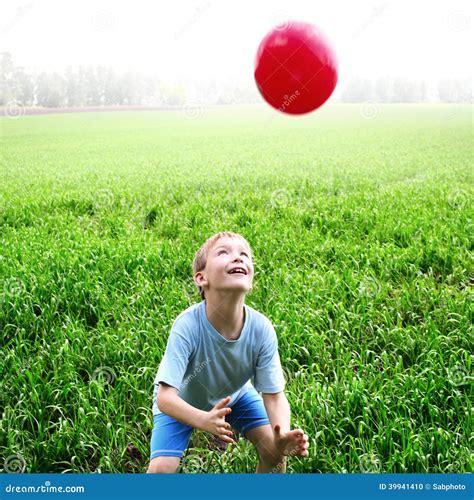 kid play   ball stock photo image