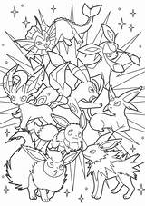 Pokemon Coloring Eevee Pikachu Pages Evolutions Printable Cute Sheets Tumblr Pokémon sketch template