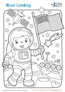 moon landing coloring page printable  printable worksheet