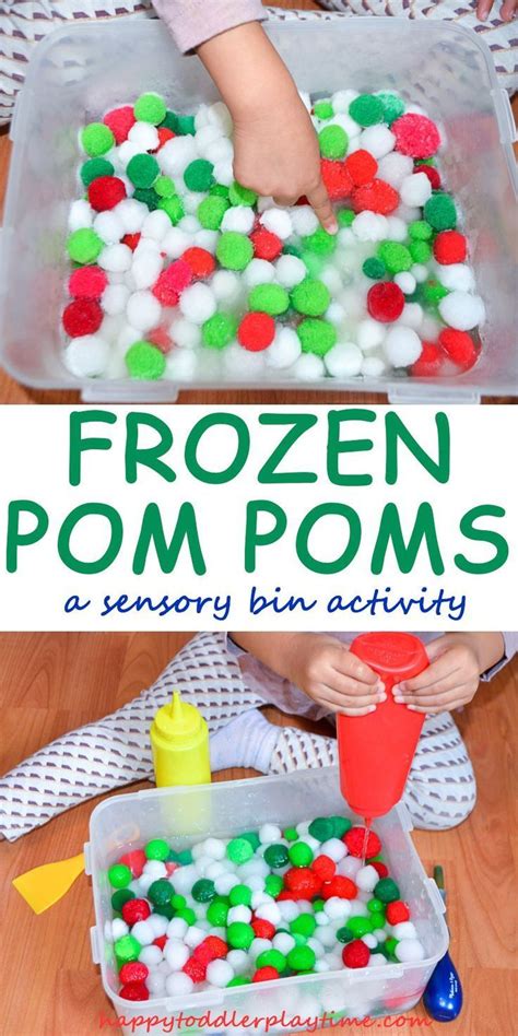 frozen pom poms happy toddler playtime toddler sensory preschool christmas christmas