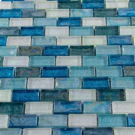 Diy And Tools Blue And Pearl Iridescent Glass Mosaic Wall Tiles Sheet 8mm