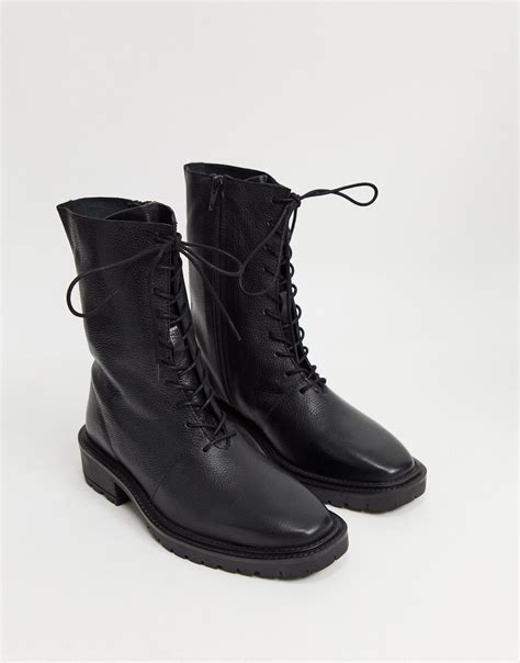 asos alton leather lace  boots  black lyst