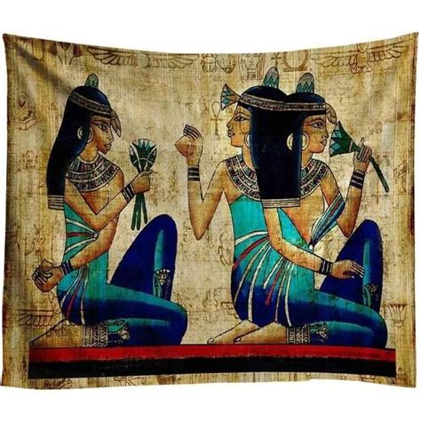 Vintage Egyptian Mural Art Wall Tapestry Painting