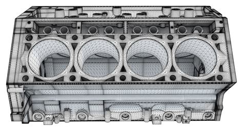 printable  engine block  model cgtrader