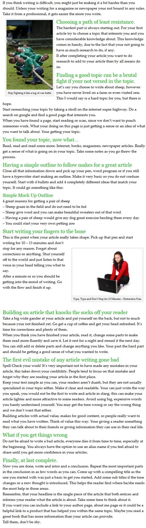 writing  tips  creating articles  websites