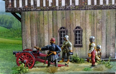 mm medieval hyw cannon breach loading field piece single arc crew miniature figurines
