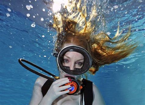 scuba girl scuba diving diver snorkeling underwater latex aqua