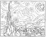 Starry Night Gogh Van Painting Coloring Vincent Drawing Sponge Sky Printable Masterpiece Galt Mini Toys Pages Template Kids Color Line sketch template