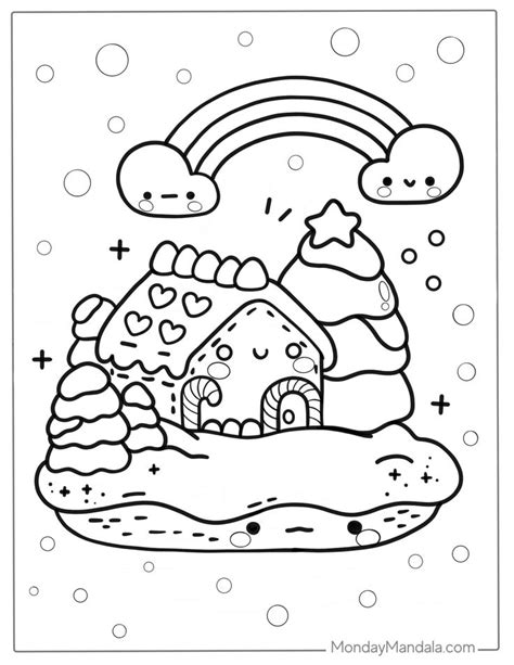 coloring page   house  rainbows   sky  top