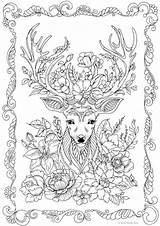 Deer Fantasy Coloring Adult Printable Pages Adults Book Favoreads Kids Sheets Etsy Colouring Animals Detailed Club Designs Flower Books Print sketch template