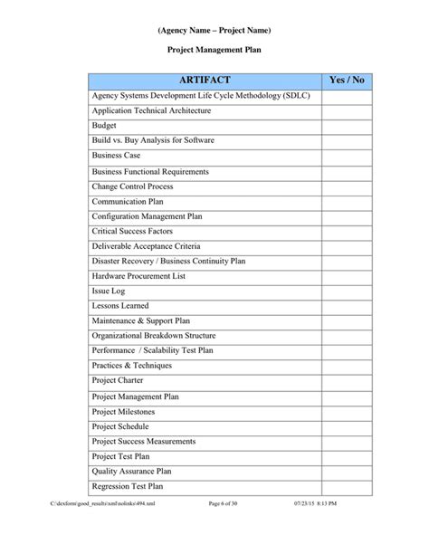 project management plan template  word   formats page
