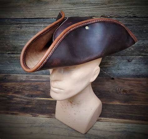 Leather Tricorn Pirate Hat Etsy