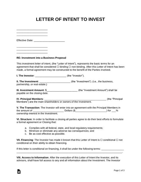 letter  intent loi templates   word eforms