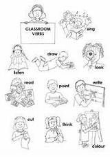 Commands Classroom Coloring Worksheets Worksheet Language Action Sketch Kindergarten Words School Kids Choose Board English Preschool Spanish sketch template