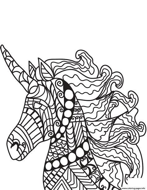 unicorn zentangle  coloring page printable