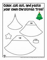 Christmas Cut Paste Tree Worksheets Preschool Color Printable Activities Kids Printables Print sketch template