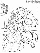 Beast Beauty Coloring Pages Color Print Belle Dancing sketch template