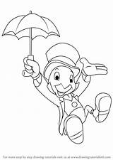 Cricket Pinocchio Jiminy Draw Drawing Step Disney Coloring Drawingtutorials101 Cartoon Pages Choose Learn Da Umbrella Kids Tutorials Board sketch template
