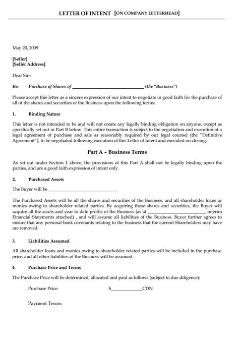business letter  intent template  letter templates