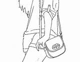 Coloring Girl Handbag Coloringcrew sketch template