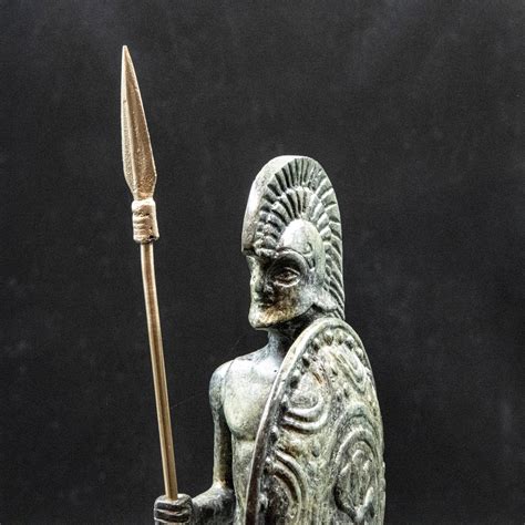 ancient greek spartan warrior statue armed  helmet shield etsy