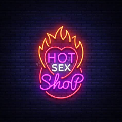 sex shop logo in neon style design pattern hot sex shop neon sign