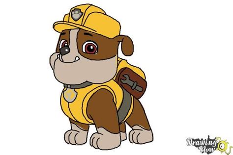 draw rubble paw patrol step  dibujos animados patrulla