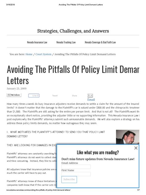 avoiding  pitfalls  policy limit demand letters bad faith