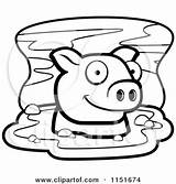 Mud Clipart Pig Cartoon Cory Thoman Vector Outlined Coloring Royalty 2021 Clipartof sketch template