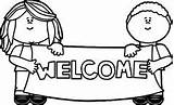 Welcome Back Coloring Sign Pages School Kids Holding Class Colouring Board Frog English Work Wecoloringpage Printable Crafts Signs Awesome Preschool sketch template