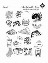 Healthy Worksheets Unhealthy Eating Worksheet Food Vs Choices Kids Habits Health Activities Preschool Printable Activity Warm Good Use Sheets Foods sketch template