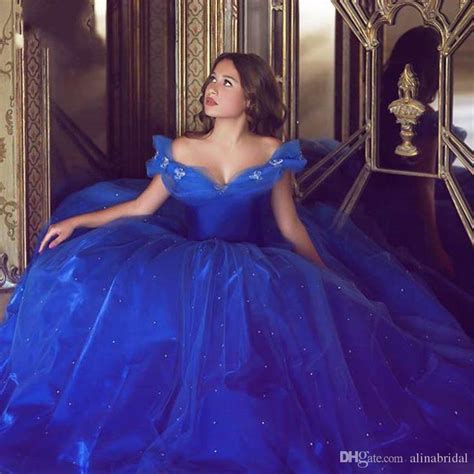 2016 Cinderella Blue Ball Gown Prom Dresses Off Shoulder Tulle Princess