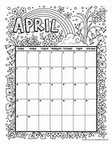 Calendar Coloring Printable April Pages Print 2021 Printables Woojr Kids Monthly Jr Activities sketch template
