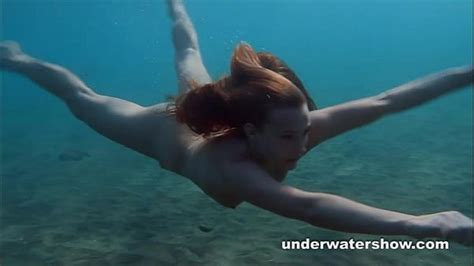 julia is swimming underwater nude in the sea xnxx