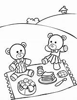 Bear Coloring Teddy Kids Picnic Pages sketch template