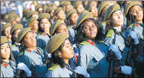 Soldiers March In A Parade In Honor Of Late Cuban Leader